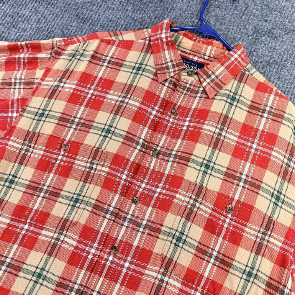 Abercrombie & Fitch Shirt Mens Large Madras Red Plaid Short Sleeve Button Up